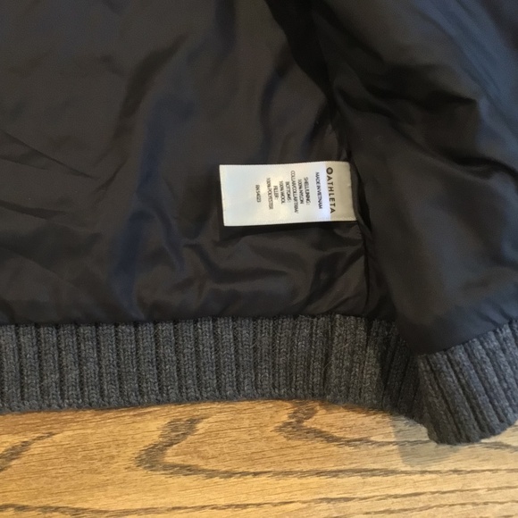 Athleta Black Quilted Tings Puffer Vest Rose Hardware & Knit Wool Trim - Picture 8 of 8